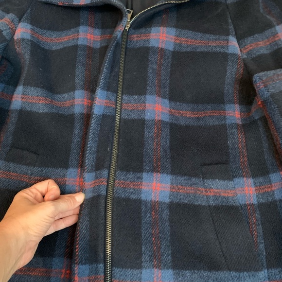 Loft outlet wool blend womens plaid full zip coat with front pocket size M - Picture 6 of 6